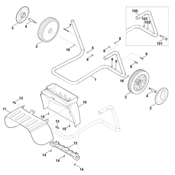 Wheel carrier for Stihl GH 370.0 S Shredder