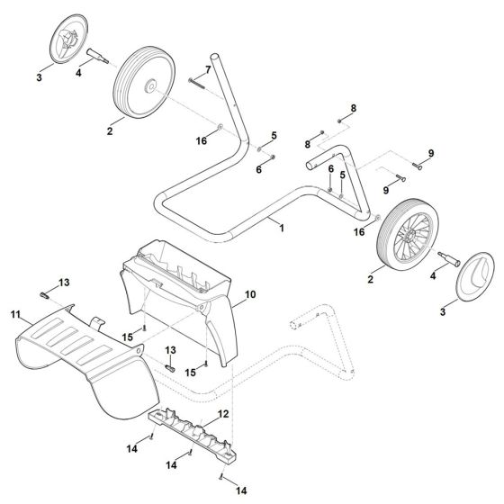 Wheel carrier for Stihl GH 370.1 S Shredder