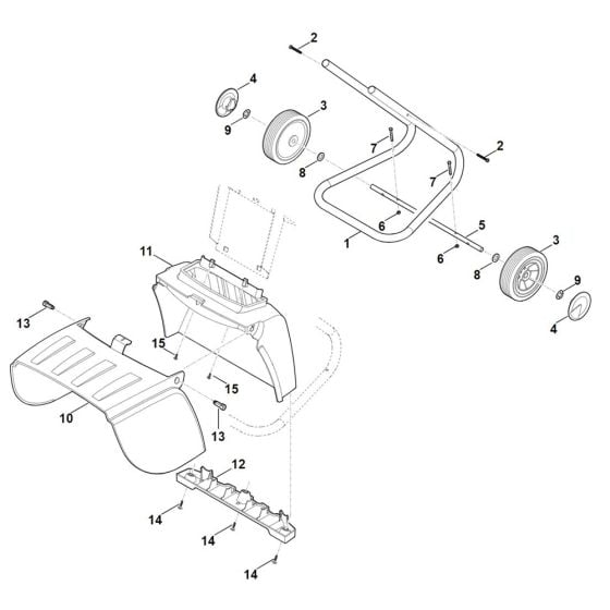 Wheel carrier for Stihl GHE 105.0 Shredder