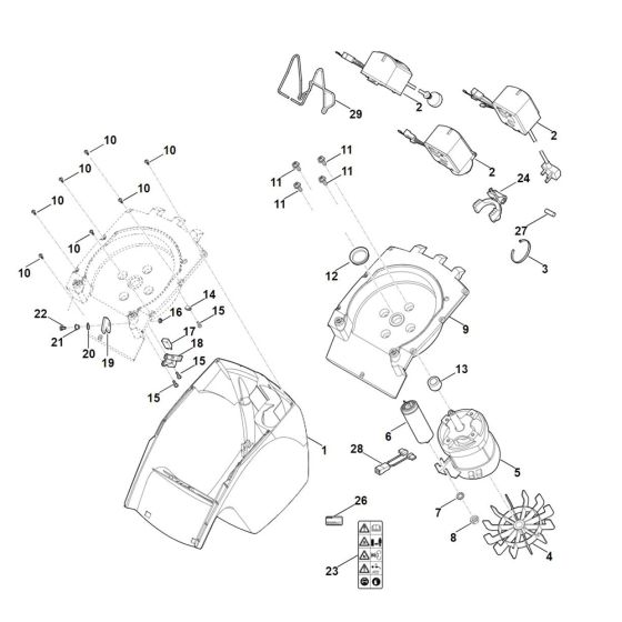 Housing, Electric motor for Stihl GHE 150.0 Shredder