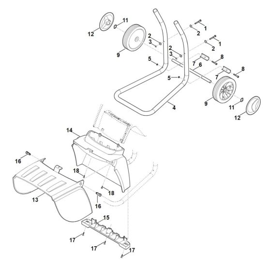 Wheel carrier for Stihl GHE 150.0 Shredder