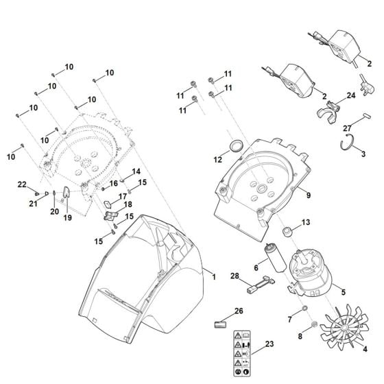 Housing, Electric motor for Stihl GHE 250.0 Shredder