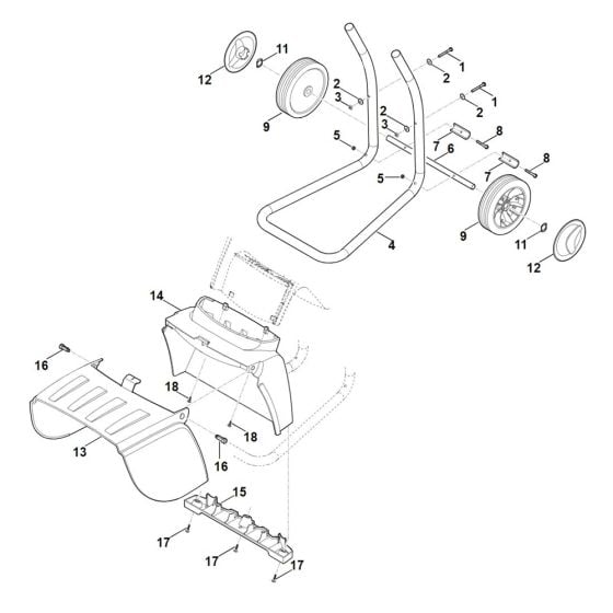 Wheel carrier for Stihl GHE 250.0 Shredder