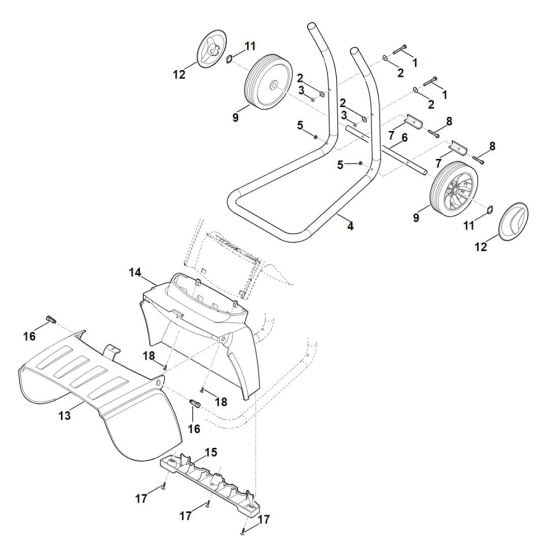 Wheel carrier for Stihl GHE 250.0 S Shredder