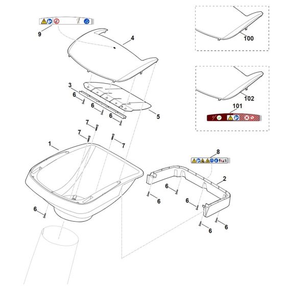 Funnel upper part for Stihl GHE 355.0 Shredder