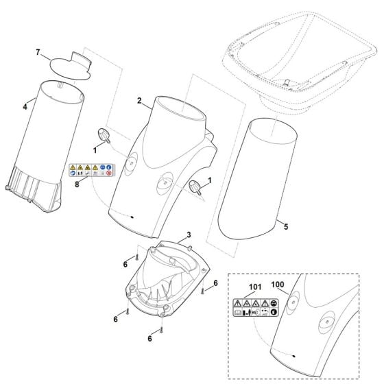 Funnel lower part for Stihl GHE 355.0 Shredder