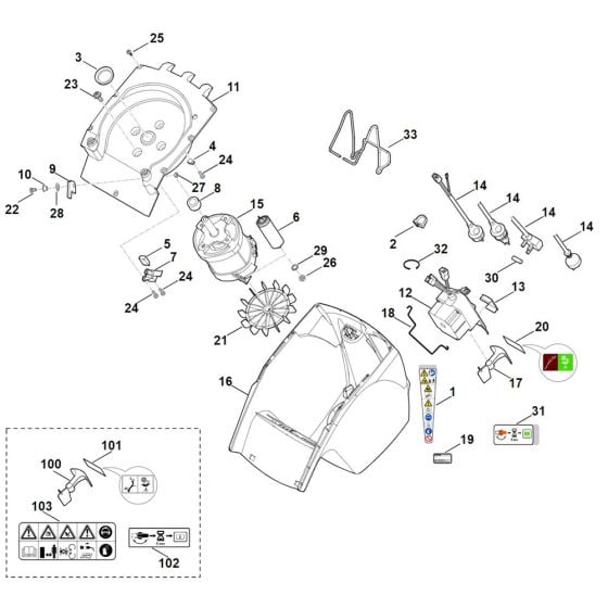 Housing, Electric motor for Stihl GHE 355.0 Shredder