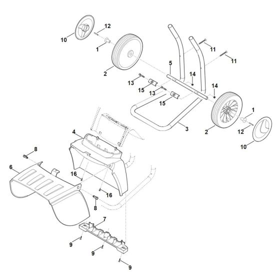 Wheel carrier for Stihl GHE 355.0 Shredder