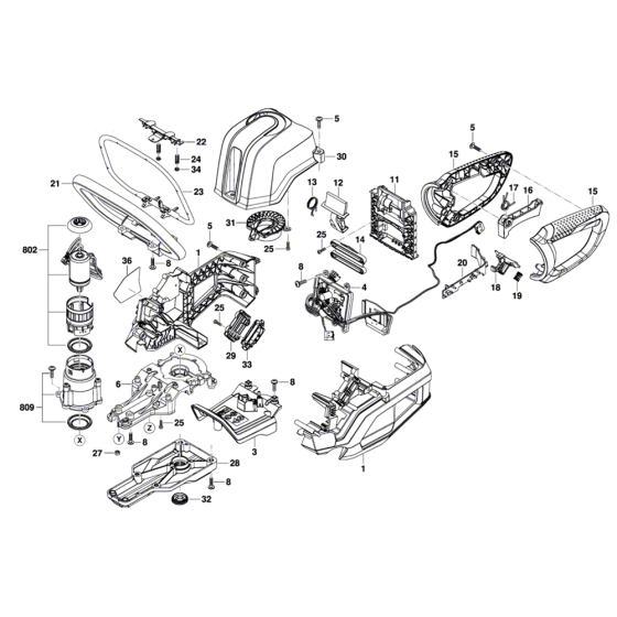 Cordless Hedgecutter Assembly for Bosch GHE 60 R