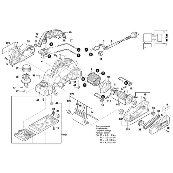 Portable Planer Assembly for Bosch GHO 16-82 D Diagram 1