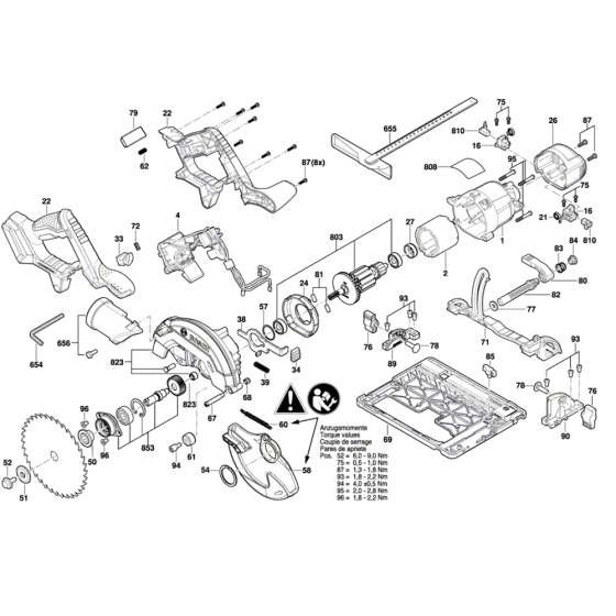 Cordless Circular Saw Assembly for Bosch GKS 18V-57 G