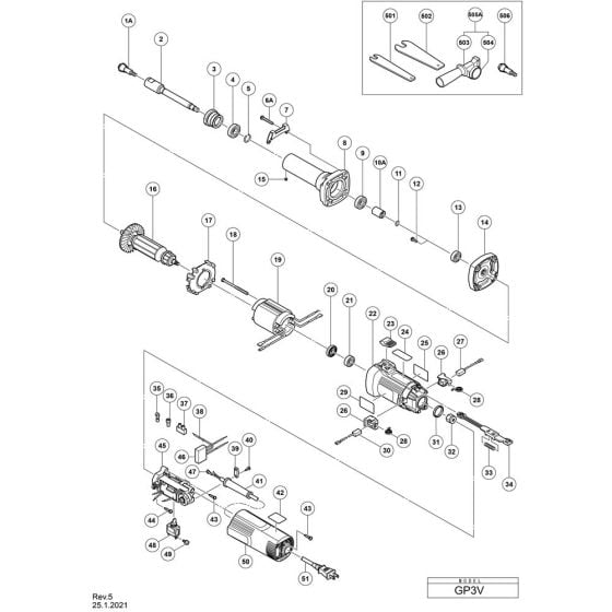 Main Assembly for Hikoki GP3V Hand Grinder