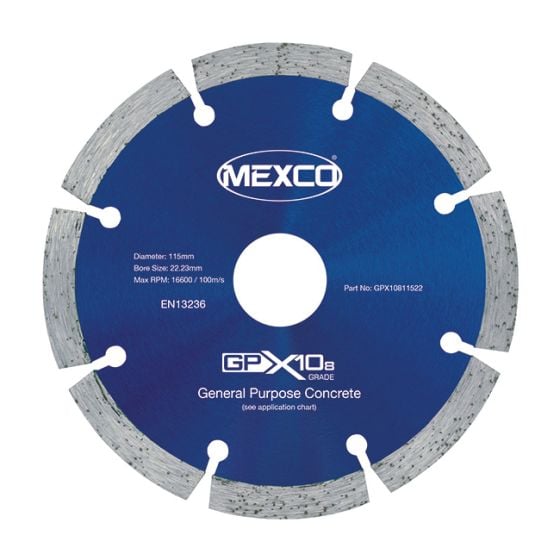 Mexco 115mm Concrete X10 Grade (8mm Diamond Blade Segment Height)