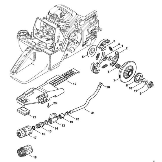 Clutch, Water connection for Stihl GS461 Concrete Cutter Chainsaw