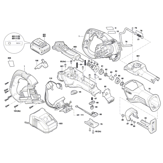 Cordless Reciprocating Saw Assembly for Bosch GSA 18V-32