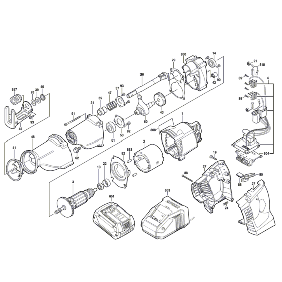 Cordless Reciprocating Saw Assembly for Bosch GSA 18 V-LI