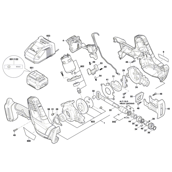 Cordless Reciprocating Saw Assembly for Bosch GSA 18 V-LI C