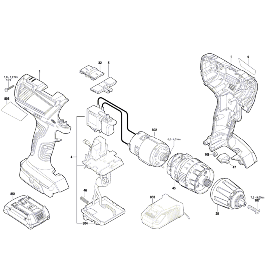 Cordless Combi Drill Assembly for Bosch GSB 18-2-LI Plus