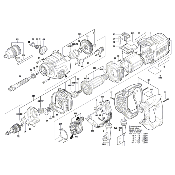 Percussion Drill Assembly for Bosch GSB 162-2 RE