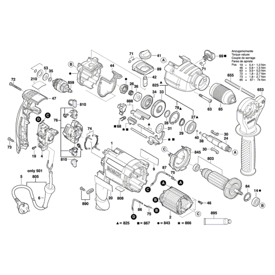 Percussion Drill Assembly for Bosch GSB 21-2 RE