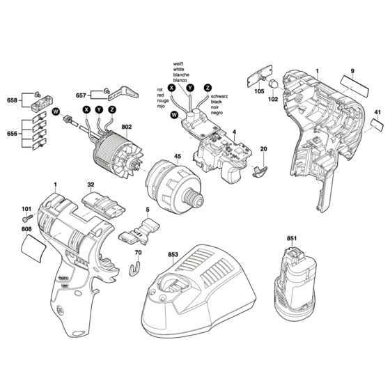 Cordless Drill Driver Assembly for Bosch GSR 12V-20 HX