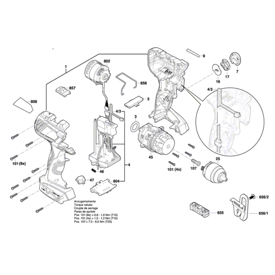 Cordless Drill Driver Assembly for Bosch GSR 18V-85C