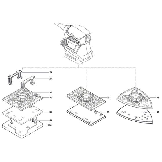 Orbital Sander Assembly for Bosch GSS 160-1 A Diagram 2