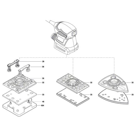 Orbital Sander Assembly for Bosch GSS 160 Multi Diagram 2