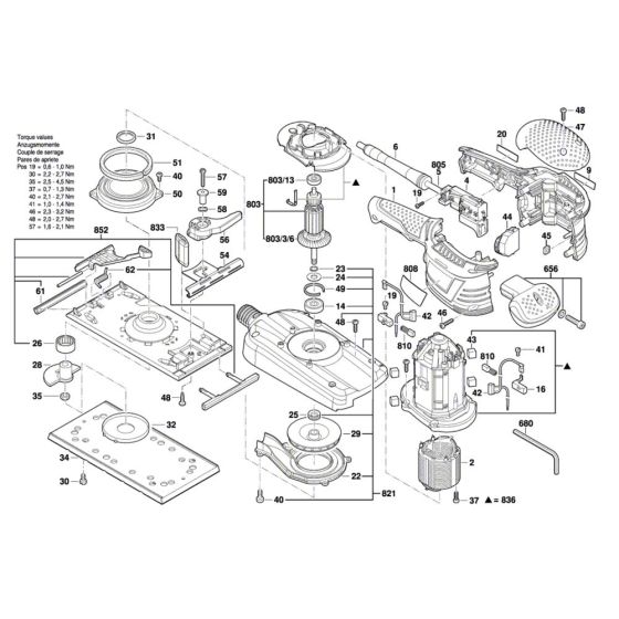 Orbital Sander Assembly for Bosch GSS 280 AVE Diagram 1