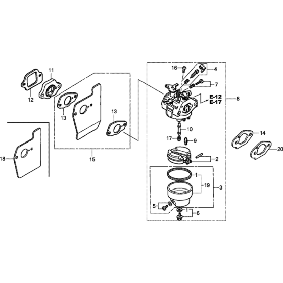 Carburettor Assembly for Honda GSV190A (GJACA) Engines