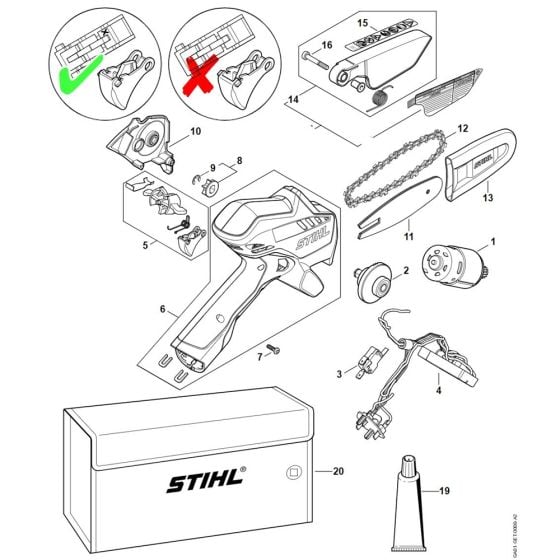 Spare Parts (from SN: 929771306) for Stihl GTA 26 Cordless Pruners