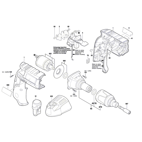 Cordless Screwdriver Assembly for Bosch GTB 12V-11