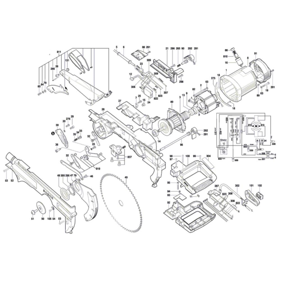 Table Mitre Saw Assembly for Bosch GTM 12 JL - Diagram 1