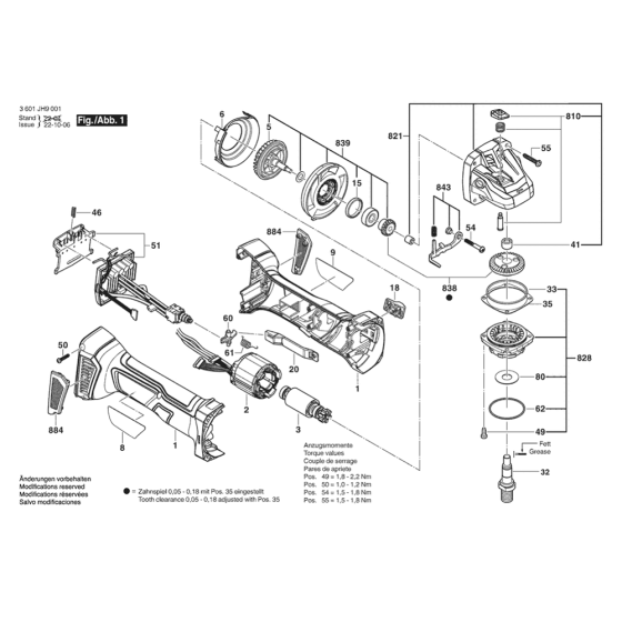 Main Assembly for Bosch GWS 18V-7 Angle Grinders