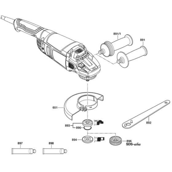 Main Assembly-1 for Bosch GWS 20-230 P (3 601 HC1 101) Angle Grinders