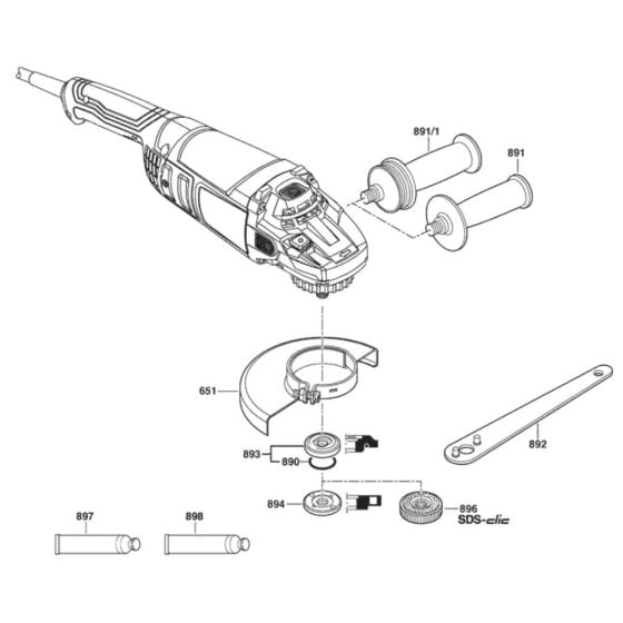 Main Assembly-1 for Bosch GWS 22-230 P (3 601 HC1 102) Angle Grinders