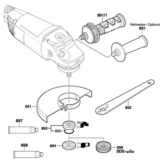 Main Assy for Bosch GWS 22-180 H (3 601 H81 100) Angle Grinder