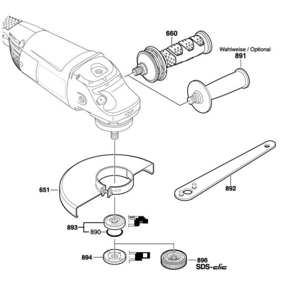 Main Assy for Bosch GWS 22-180 H (3 601 H81 Y01) Angle Grinder