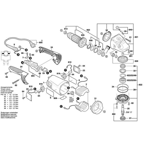 Main Assy for Bosch GWS 22-180 H (3 601 H81 100) Angle Grinder