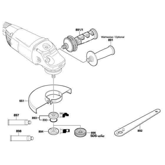 Main Assy for Bosch GWS 22-230 H (3 601 H82 100) Angle Grinder