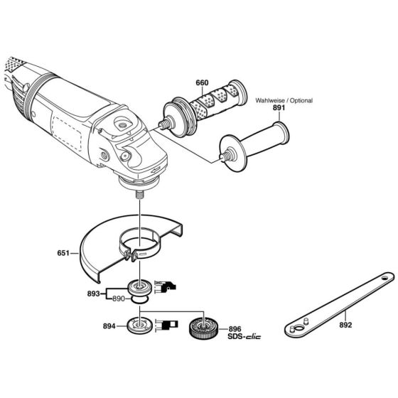 Main Assy for Bosch GWS 22-230 H (3 601 H82 Z00) Angle Grinder