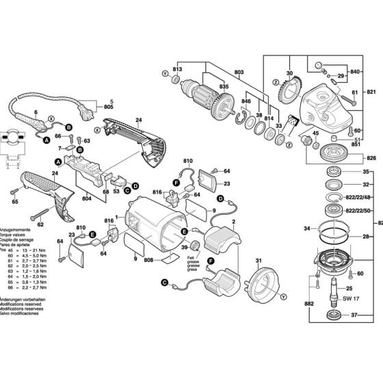 Main Assy for Bosch GWS 22-230 H (3 601 H82 100) Angle Grinder