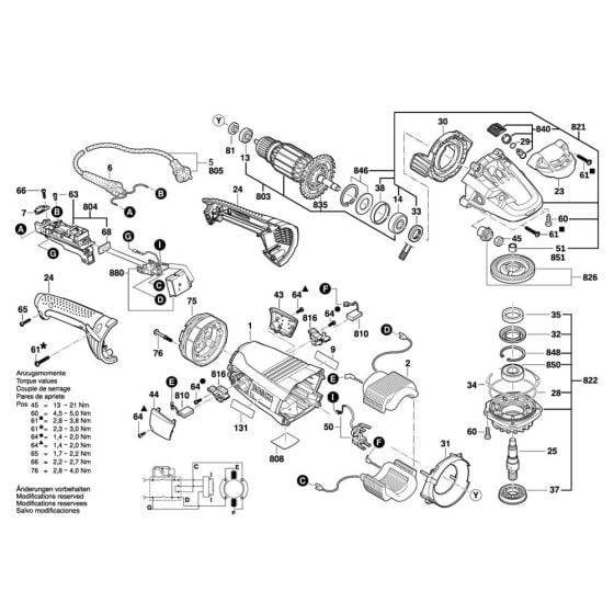 Main Assy for Bosch GWS 22-230 LVI  (3 601 H91 C00) Angle Grinder