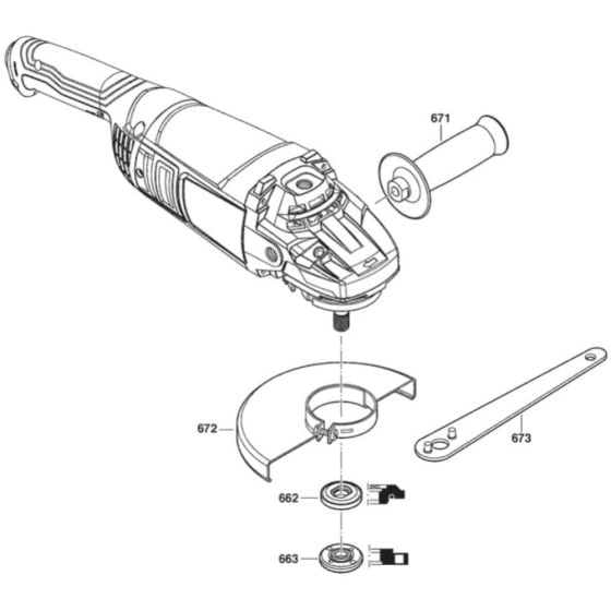 Main Assembly-1 for Bosch GWS 2200 P 230 V (3 601 HF4 170) Angle Grinders