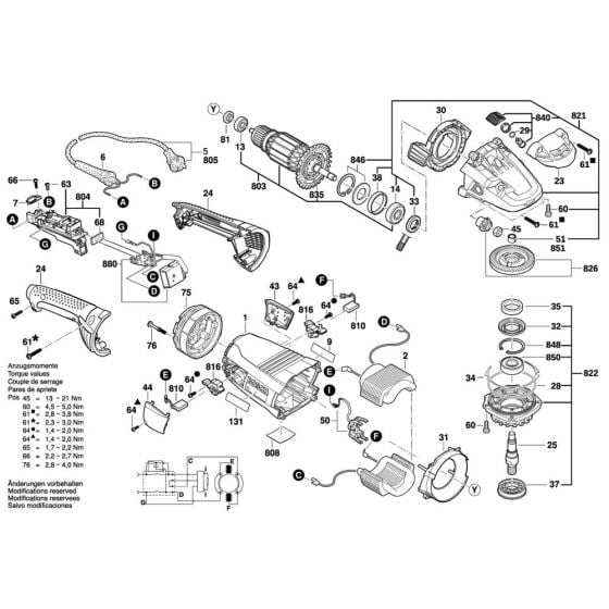 Main Assy for Bosch GWS 24-230 LVI (3 601 H93 CB0) Angle Grinder