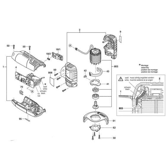 Main Assembly for Bosch GWS 12V-76 (3 601 JF2 070) Angle Grinders