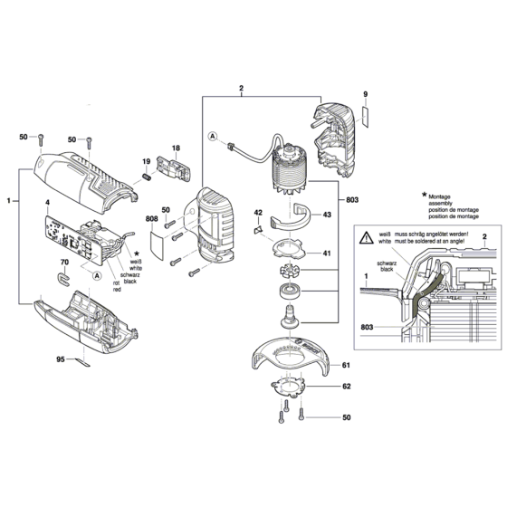 Cordless Angle Grinder Assembly for Bosch GWS 12V-76