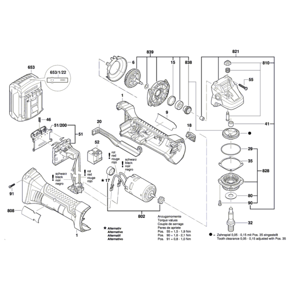 Cordless Angle Grinder Assembly for Bosch GWS 18-125 V-LI