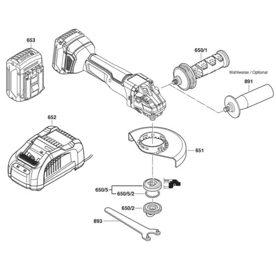 Main Assembly-1 for Bosch GWS 18V-10 C Angle Grinders