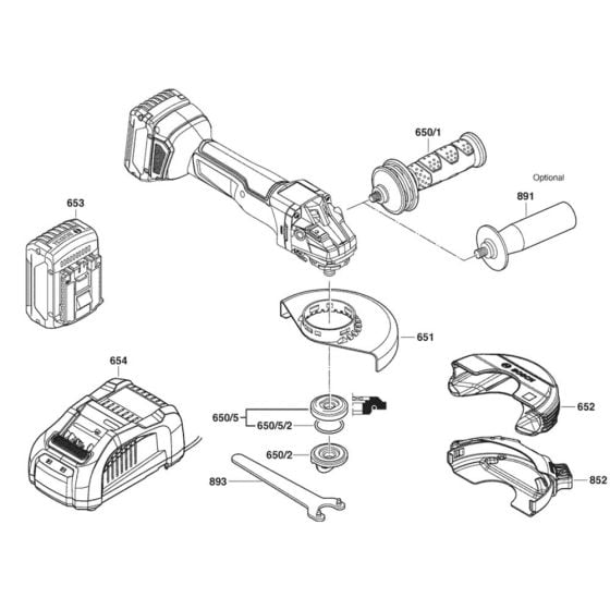 Main Assembly-1 for Bosch GWS 18V-10 PC (3 601 JG3 E01) Angle Grinders